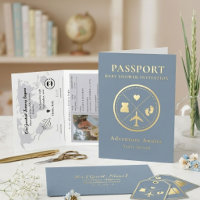 Blue Passport Travel Boy Baby Shower 