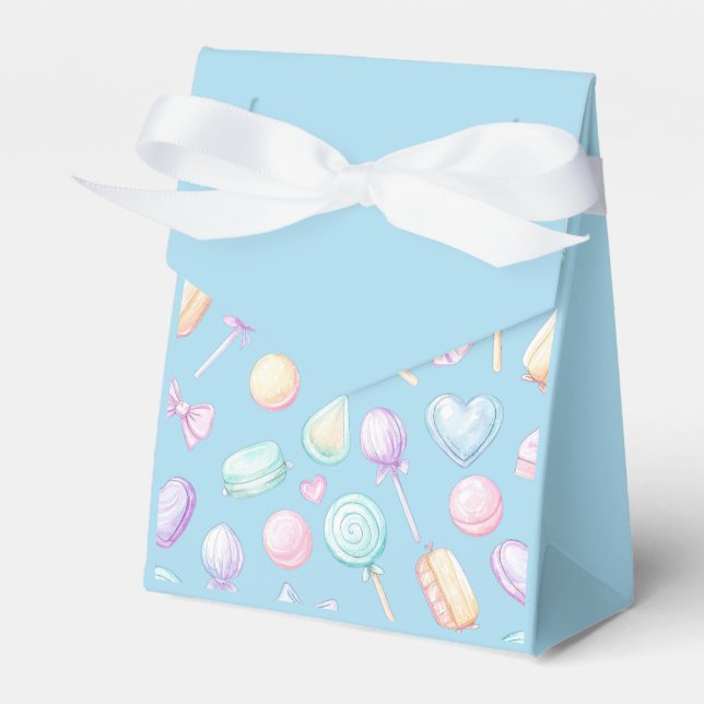 "Blue Pastel Balloon and Heart Favour Box" Box (Front Side)