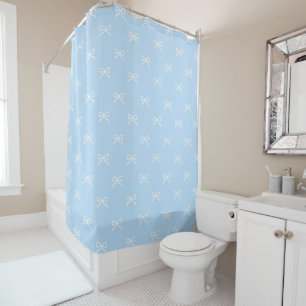 Blue Pastel Bow Feminine Elegant Spring Summer Shower Curtain