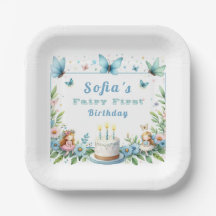 Blue Pastel Butterfly Fairy First Birthday -