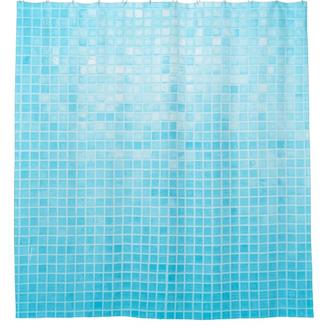 Blue pastel ceramic wall and floor tiles abstract  shower curtain (Front)