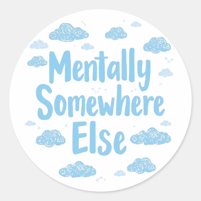 Blue Pastel Daydreamer Saying Classic Round Sticker (Front)