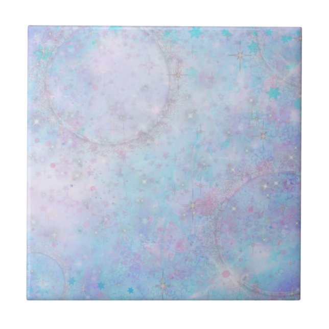 Blue Pastel Fantasy Decorative Tile or Coaster (Front)