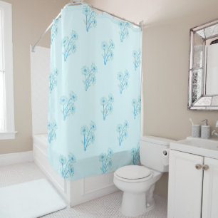 Blue Pastel Floral Pattern Vintage Wildflower Shower Curtain
