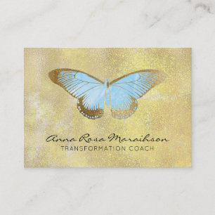 *~* Blue Pastel Glitter Fantasy Gilded Butterfly Business Card