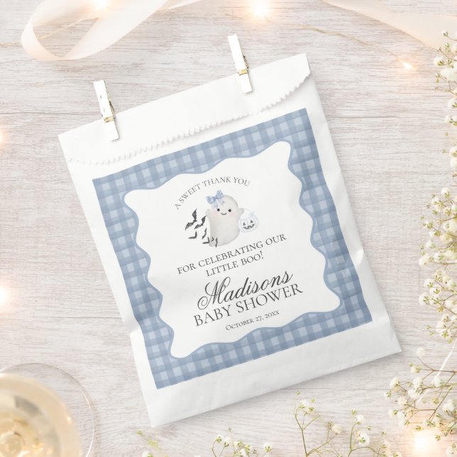 Blue Pastel Little Boo Ghost Baby Shower Dessert Favour Bags (Clipped)