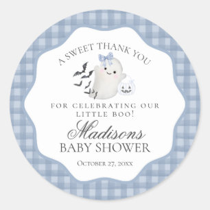 Blue Pastel Little Boo Ghost Baby Shower Favour Classic Round Sticker