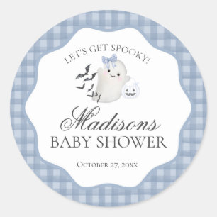 Blue Pastel Little Boo Ghost Baby Shower Seal