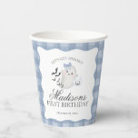 Blue Pastel Little Boo Ghost Birthday Party Coffee Paper Cups<br><div class="desc">Hey Boo! Get ready for a spooktacular celebration with our Cute Pastel Blue Ghost theme party decor! This charming design features an adorable ghost holding a pumpkin candy basket, set against a light Blue wavy border and a preppy gingham background. Perfect for a fun and festive Halloween celebration. Let's get...</div>