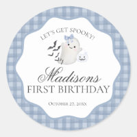 Blue Pastel Little Boo Ghost Birthday Party Seal