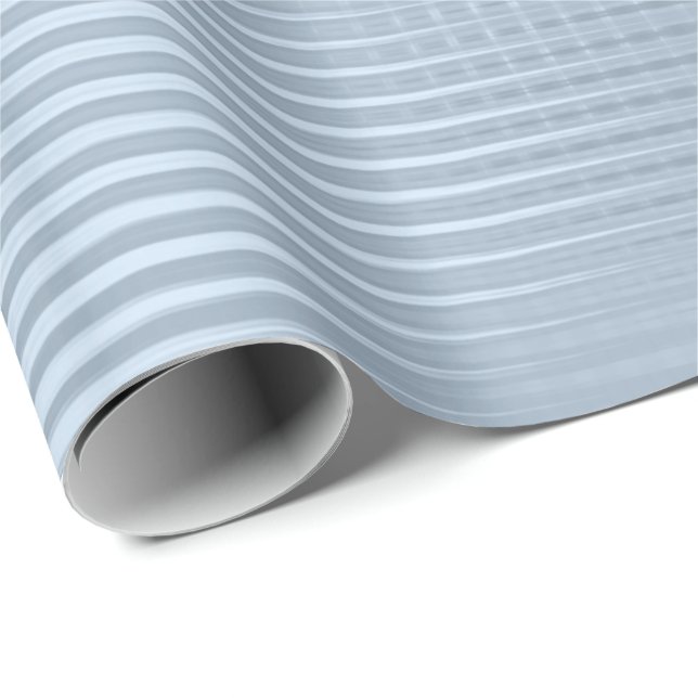Blue Pastel Metallic Grill Stripes Minimal Lux Wrapping Paper (Roll Corner)