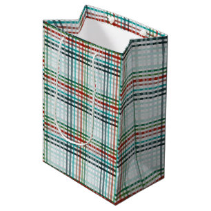 Blue pastel plaid medium gift bag