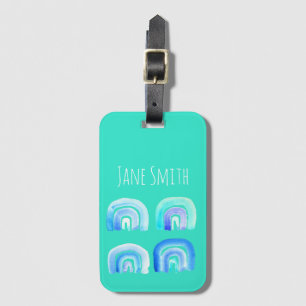 Blue Pastel retro rainbow Luggage Tag
