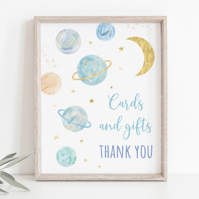 Blue Pastel Space Cards and Gifts Birthday Sign (Creator Uploaded)