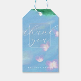 Blue Pastel Thank You – Floral oill color Gift Tag