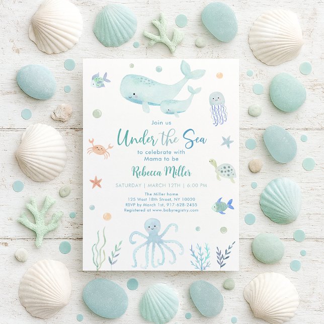 Blue Pastel Under the Sea Baby Shower Invitation (Creator Uploaded)