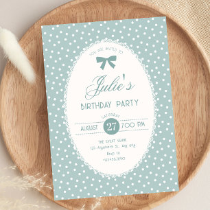 Blue pastel vintage birthday invitation