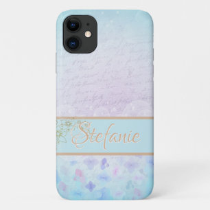 Blue Pastel with Soft Flowers Case-Mate iPhone Case