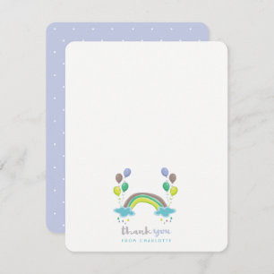 Blue Pastels Rainbow And Balloons Boy Baby Shower Thank You Card