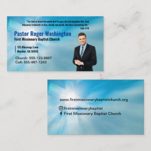 Blue Pastor or Deacon Photo Church Business Card
