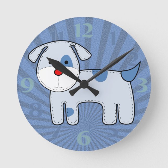 Blue Patch Puppy Medium Clock (Front)