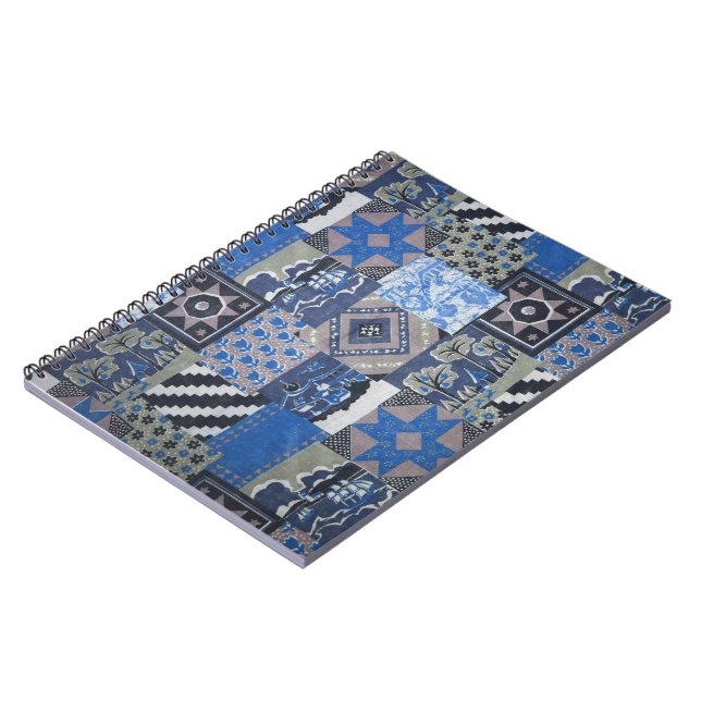 Blue Patchwork Notebook (Left Side)