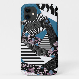 Blue patchwork, popular, patchwork, folk, rustic, Case-Mate iPhone case