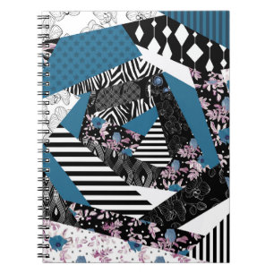 Blue patchwork, popular, patchwork, folk, rustic,  notebook