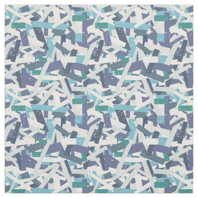 Blue Patchwork Stripes Pattern Fabric (Swatch)