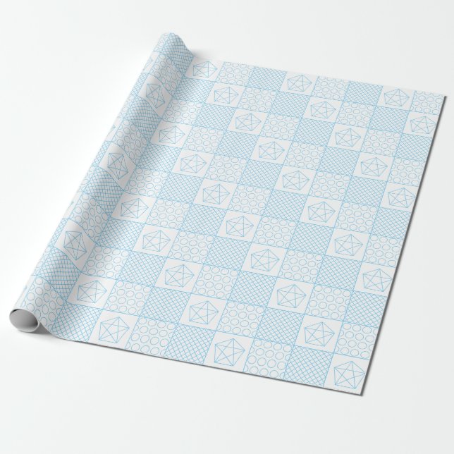 Blue Patchwork Wrapping Paper (Unrolled)
