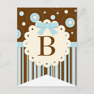 Blue Pattern Baby Boy Party Flag Bunting Banner Postcard