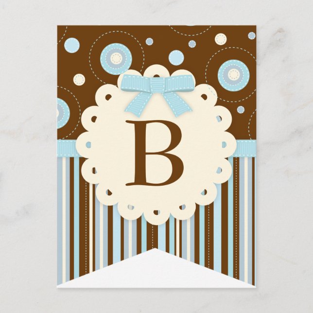 Blue Pattern Baby Boy Party Flag Bunting Banner Postcard (Front)