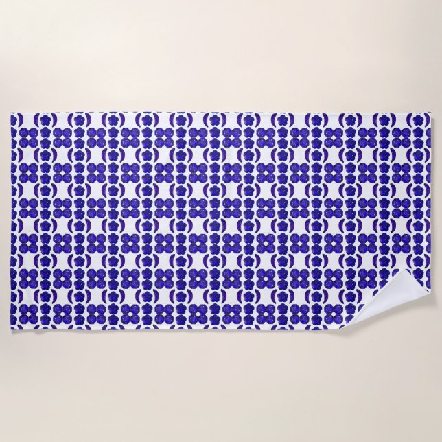 Blue Pattern  Beach Towel (Front)