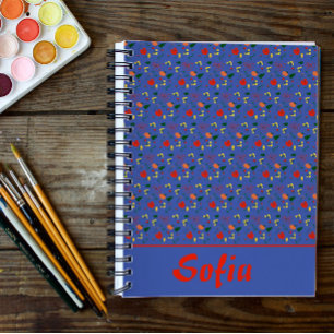 Blue pattern floral poppy wildflowers planner