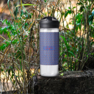 Blue pattern flower red poppy  water bottle