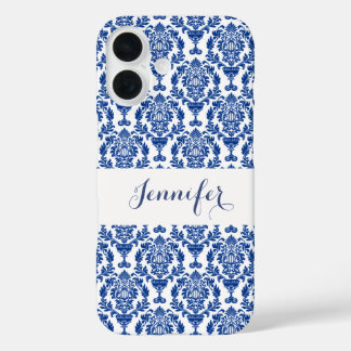 Blue Pattern French Country Name  iPhone 16 Case