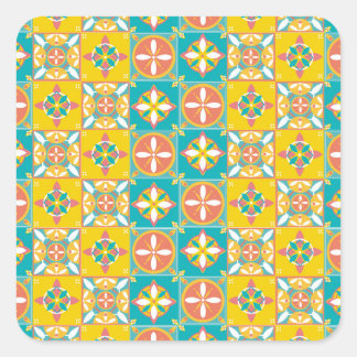 Blue pattern in cheerful colors square sticker