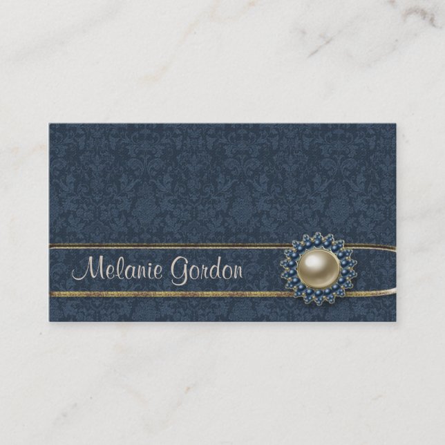 Blue Pattern Jewel Business Card (Front)