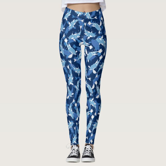 Blue Pattern - Koi Fish Leggings (Front)