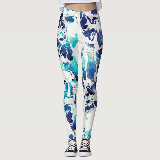 Blue Pattern Leggings (Front)