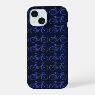 Blue pattern of bikes iPhone 15 case