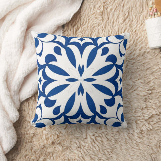 Blue pattern on white background cushion