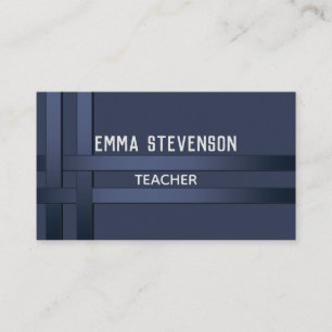 Blue, pattern, ribbon business card