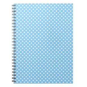 blue pattern with white polka dots notebook