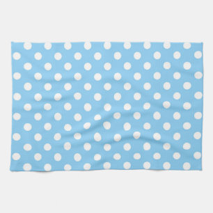 blue pattern with white polka dots  tea towel