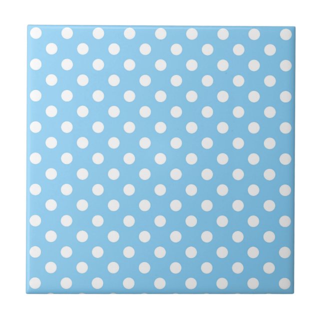 blue pattern with white polka dots  tile (Front)