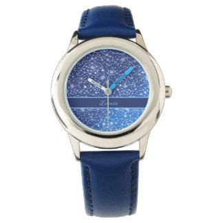 Blue pattern with white stars watch