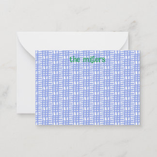Blue Patterned Flat Note Card