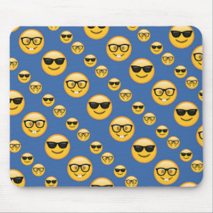 Blue Patterned Glasses Emojis Mouse Pad