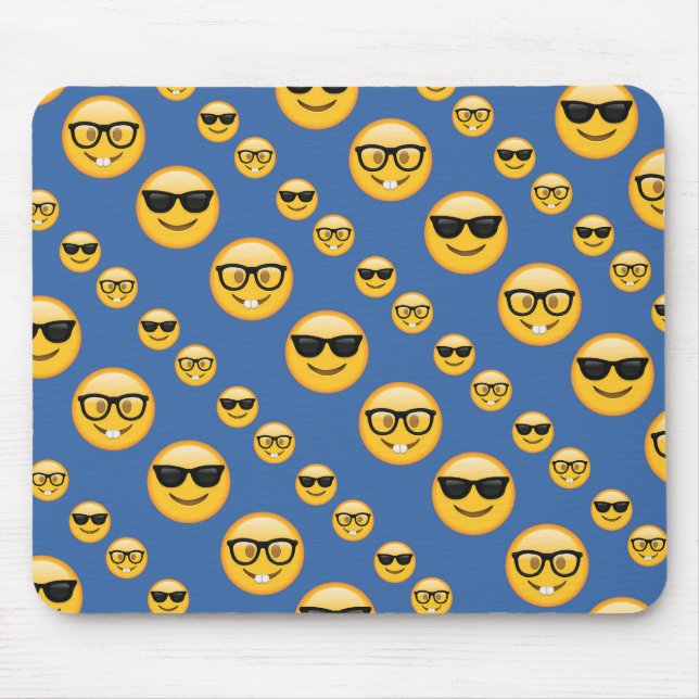 Blue Patterned Glasses Emojis Mouse Pad (Front)
